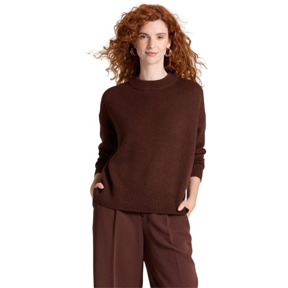 a new day Sweaters - A New Day Women's Brown Woolen Crew Neck Long Sleeve Sweater Size L
